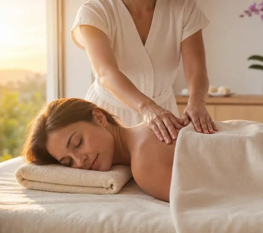 Guest enjoying a peaceful professional massage