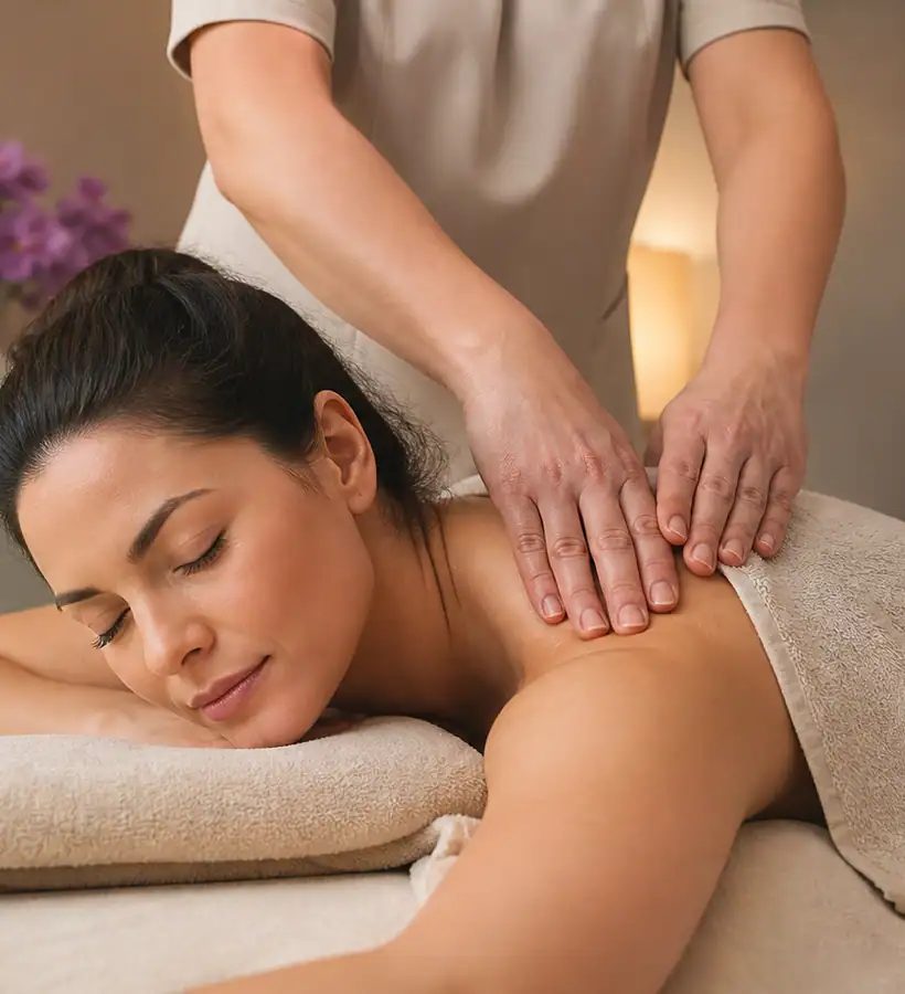 Massage treatment in a warm, relaxing setting